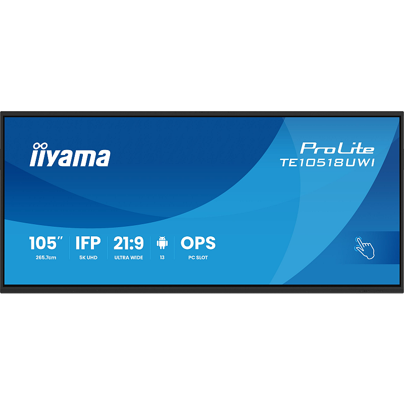 iiyama TE10518UWI-B1AG Signage-Display Kiosk-Design 2,66 m (104.6") LED WLAN 450 cd/m² 5K Ultra HD Schwarz Touchscreen Eingebauter Prozessor Android 16/7