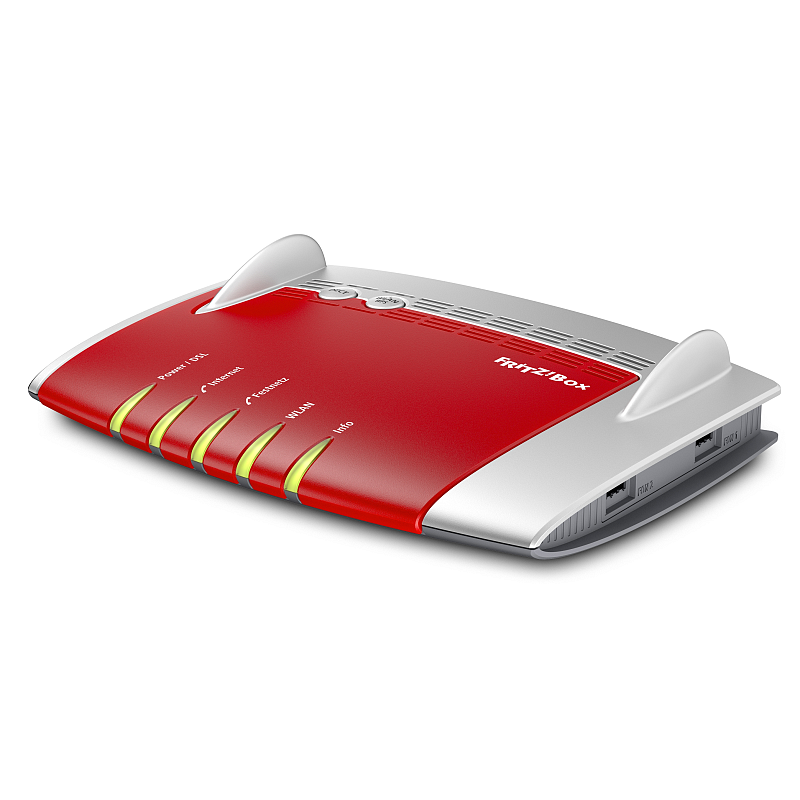 FRITZ! Box 7490 WLAN-Router Gigabit Ethernet Dual-Band (2,4 GHz/5 GHz) Rot, Silber