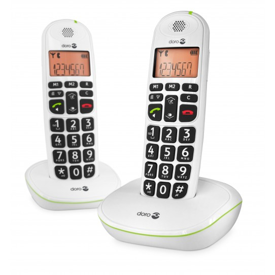 Doro PhoneEasy 100w duo Analoges/DECT-Telefon Anrufer-Identifikation Weiß