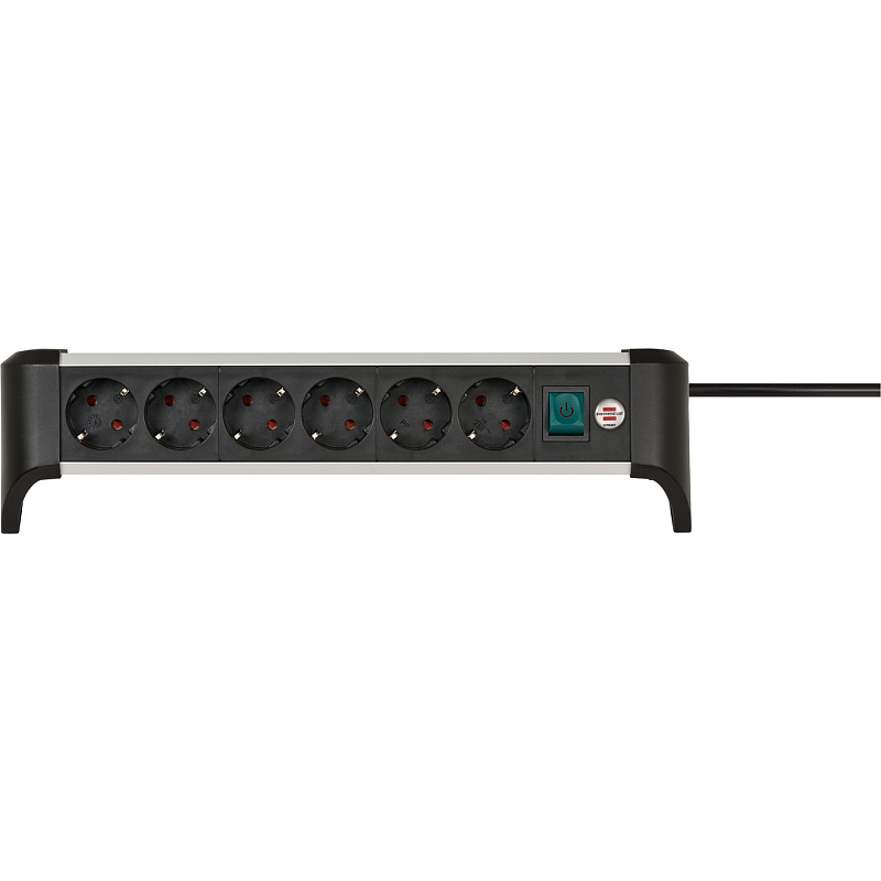 Brennenstuhl 1391040600 Verlängerungskabel 3 m 6 AC-Ausgänge Drinnen Schwarz, Silber