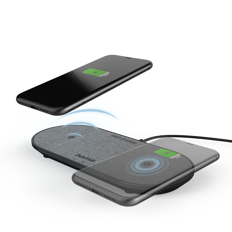Hama QI-FC10 DUO Smartphone Schwarz AC Kabelloses Aufladen Schnellladung Drinnen