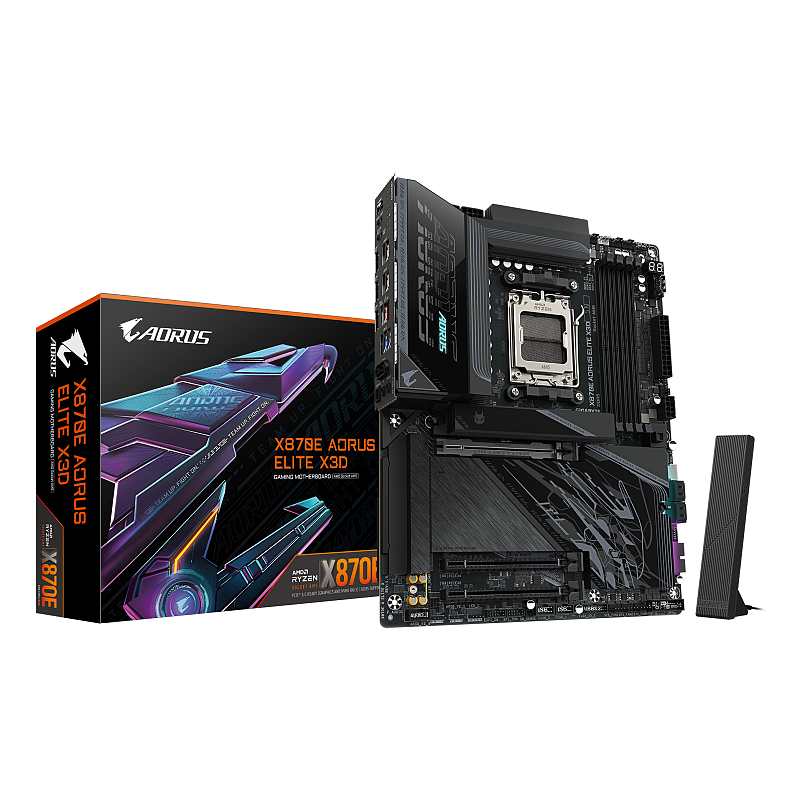 GIGABYTE X870E AORUS ELITE X3D Mainboard – Unterstützt AMD Ryzen 9000 Prozessoren, 16+2+2-Phasen Digital-VRM, bis zu 9000 Hz DDR5 (OC), 2 x PCIe 5.0 + 2 x PCIe 4.0, Wi-Fi 7, 5 GbE LAN, USB 4