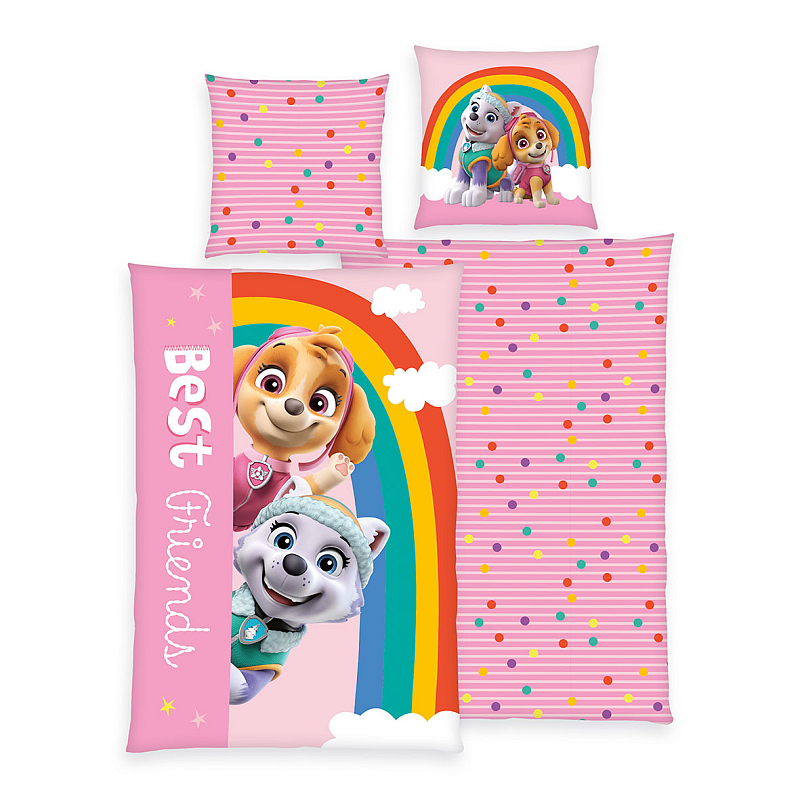 HERDING Paw Patrol Bettwäsche-Set ‘Rainbow’ – 135×200 cm, Linon