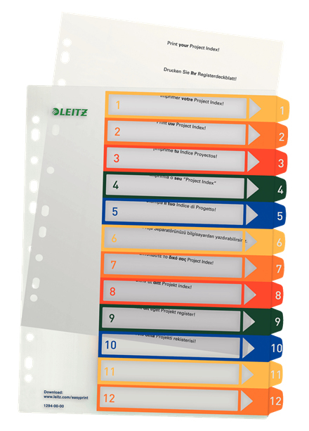 Esselte 12940000 Tab-Register Numerischer Registerindex Polypropylen (PP) Mehrfarbig