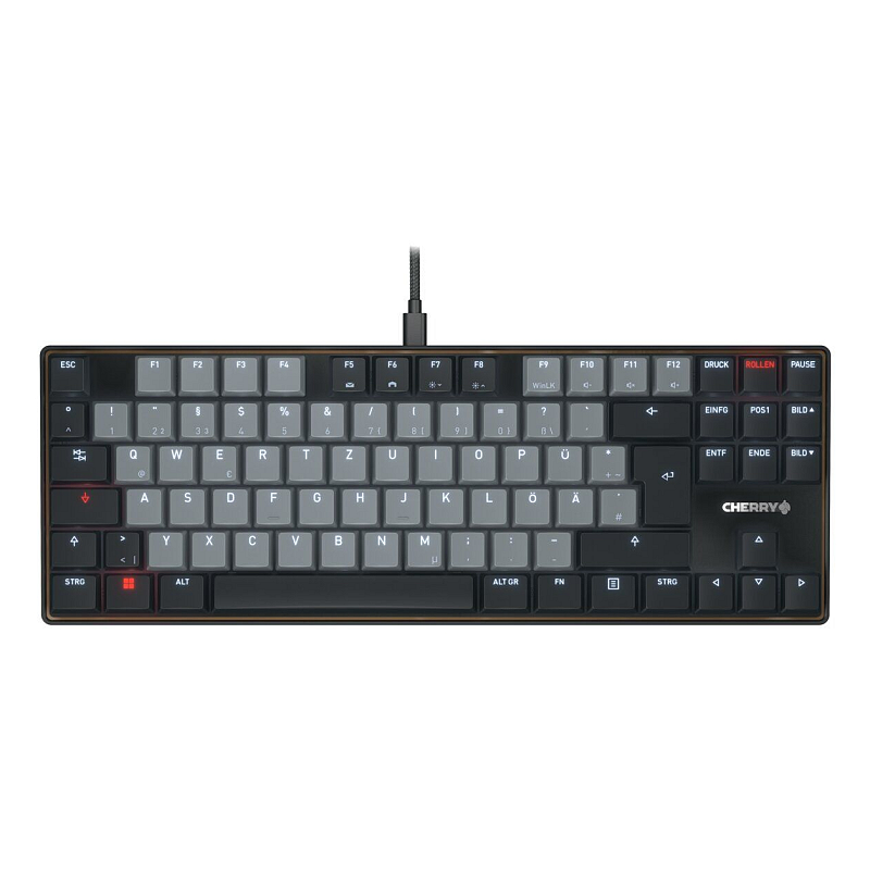 CHERRY KC 500 MX LP TKL Tastatur Heimbüro USB QWERTZ Deutsch Schwarz, Grau