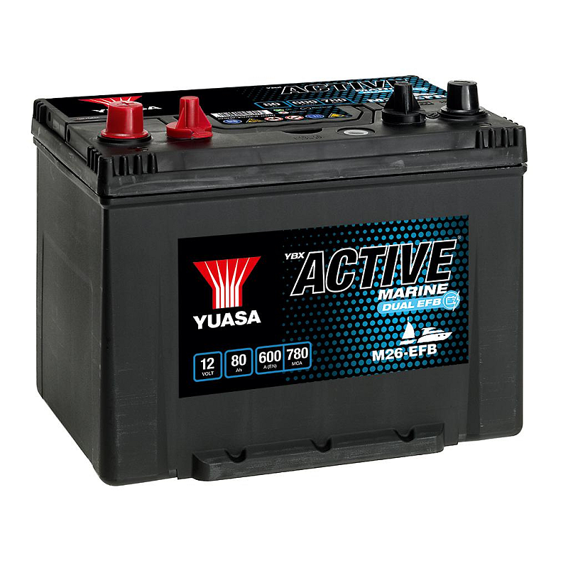 Yuasa M26EFB Fahrzeugbatterie EFB (Enhanced Flooded Battery) 80 Ah 12 V 600 A Marine