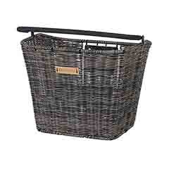 Basil Bremen Rattan Look KF Vorderseite Fahrradkorb Schwarz