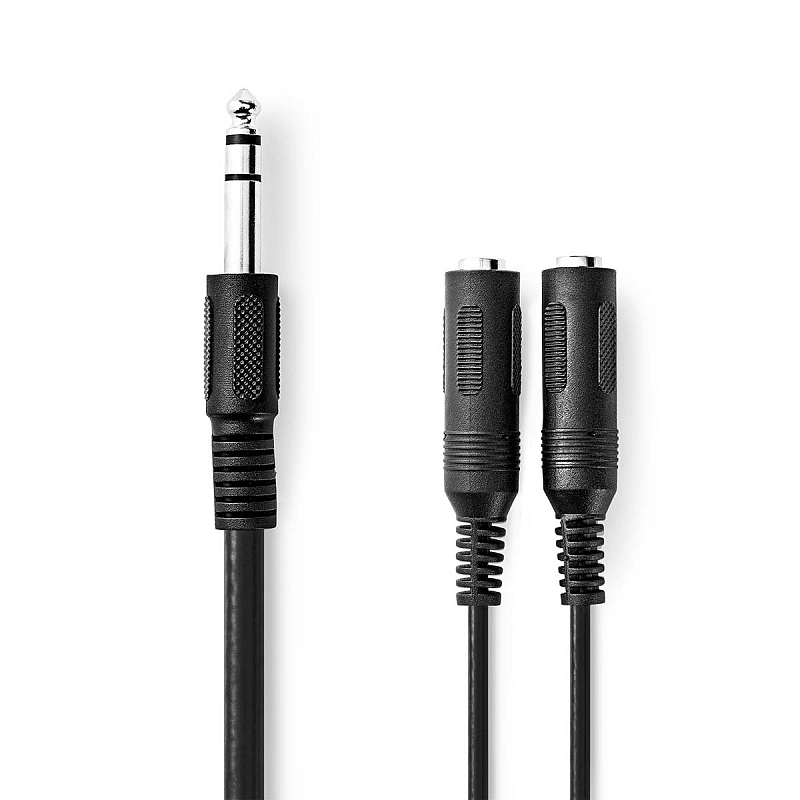 Nedis CAGB23110BK02 Audio-Kabel 0,2 m 6.35mm 2 x 6.35mm Schwarz