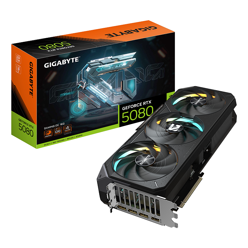 GIGABYTE GeForce RTX 5080 GAMING OC 16G Grafikkarte - 16GB GDDR7, 256 Bit, PCI-E 5.0, 2730MHz Core Clock, 3 x DisplayPort, 1 x HDMI, GV-N5080GAMING OC-16GD