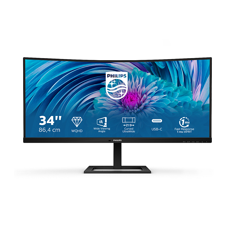 Philips E Line 346E2CUAE/00 Computerbildschirm 86,4 cm (34") 3440 x 1440 Pixel Wide Quad HD+ LCD Schwarz
