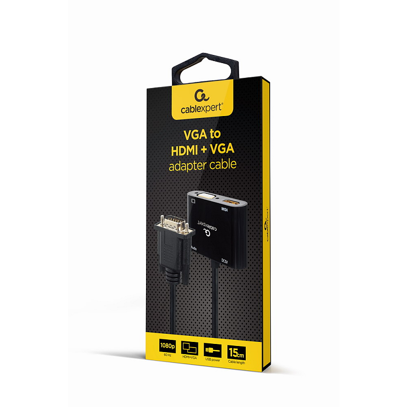 Gembird A-VGA-HDMI-02 Videokabel-Adapter 0,15 m HDMI + VGA (D-Sub) VGA (D-Sub) Schwarz