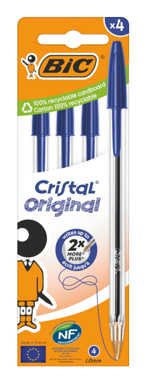 BIC Cristal Original Blau Stick-Kugelschreiber Medium 4 Stück(e)