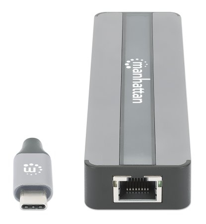 Manhattan 153928 laptop-dockingstation & portreplikator Kabelgebunden USB 3.2 Gen 1 (3.1 Gen 1) Type-C Schwarz, Silber