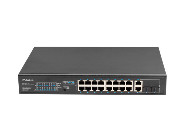 Lanberg RSFE-16P-2C-250 Netzwerk-Switch Unmanaged Gigabit Ethernet (10/100/1000) Power over Ethernet (PoE) 1U Schwarz