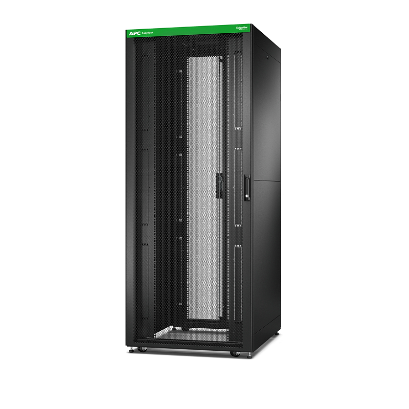 APC Easy Rack 800mm/42HE/1000mm mit Dach, Seitenwand, Rollen, Füßen und 4 Halterungen, ohne Boden, schwarz