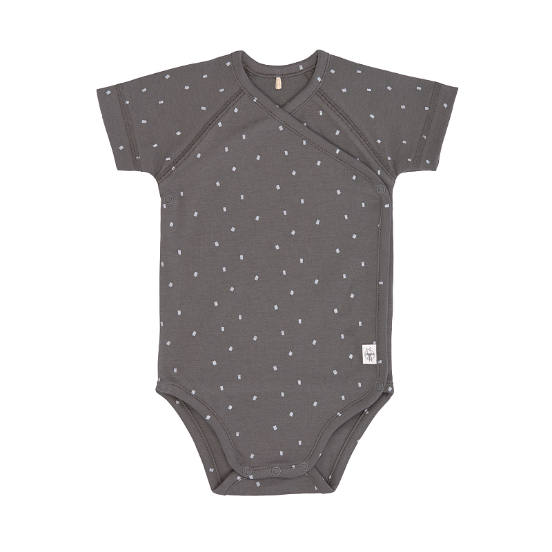 Lässig Baby Wickelbody Kurzarm GOTS - Cozy Colors, Spots Anthracite (0 - 6 Monate)