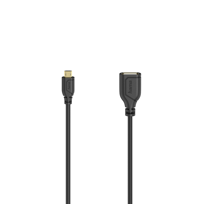 Hama Flexi-Slim USB Kabel USB 2.0 0,15 m Micro-USB A USB A Schwarz
