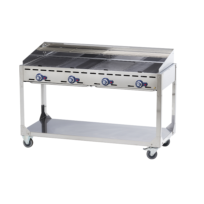 Hendi GREEN FIRE Grill Wagen Propan/Butan Edelstahl 22000 W