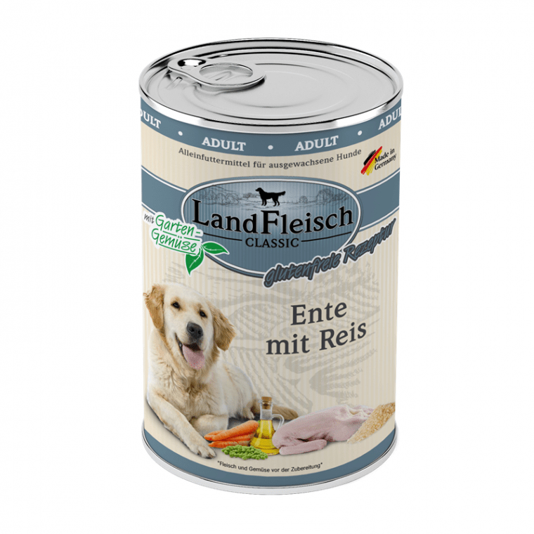 Landfleisch 9115884 Hunde-Dosenfutter Ente, Reis, Gemüse Adult 400 g