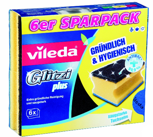 Vileda Glitzi Plus w/ Antibac 6 Multipack Schwarz, Blau, Gelb 6 Stück(e)