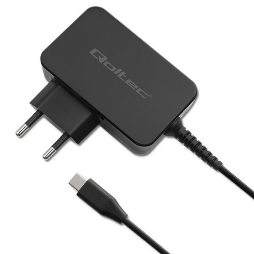 Qoltec 52385 Ladegerät für Mobilgeräte Laptop, Tragbare Spielekonsole, Powerbank, Smartphone, Smartwatch, Tablets Schwarz AC Schnellladung Drinnen