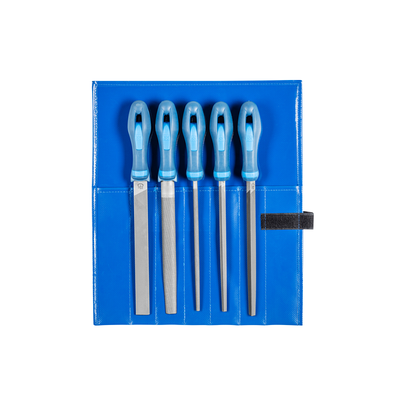 PFERD Werkstattfeilen-Set WR 5-tlg. in Rolltasche 200mm Hieb 3 für Feinbearbeitung, Schlichten