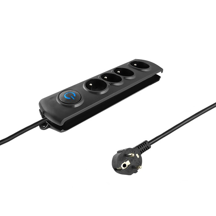 Qoltec 50105 Spannungsschutz Schwarz 4 AC-Ausgänge 230 V 2,5 m