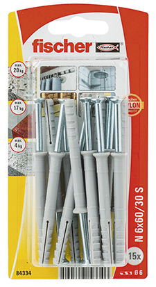 Fischer 84334 Schraubanker/Dübel 15 Stück(e) Schrauben- und Ankersatz 60 mm
