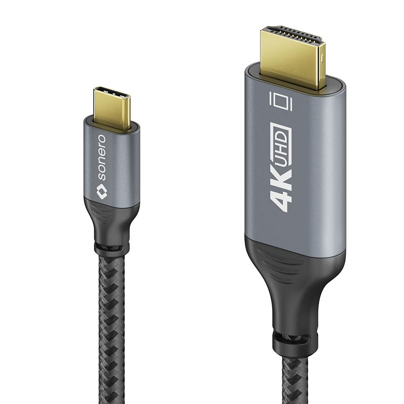 sonero SPC-V100-020 Videokabel-Adapter 2 m USB Typ-C HDMI Schwarz, Grau