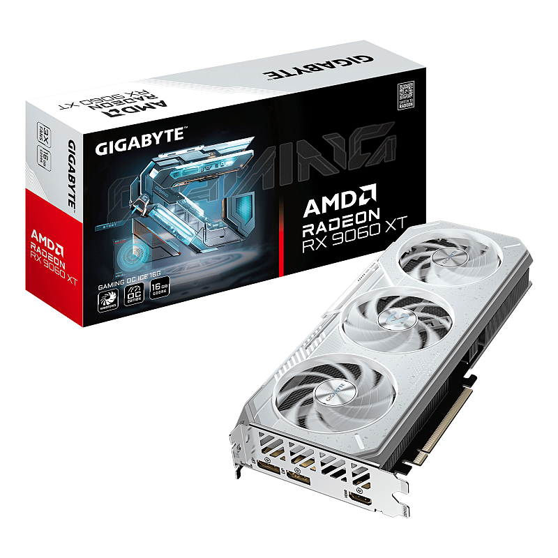 GIGABYTE GAMING Grafikkarte Radeon RX 9060 XT OC ICE 16G - 16GB GDDR6, 256bit, PCI-E 5.0, 3320 MHz Core Clock, 2 x DisplayPort, 1 x HDMI, GV-R906XGAMINGOCICE-16GD