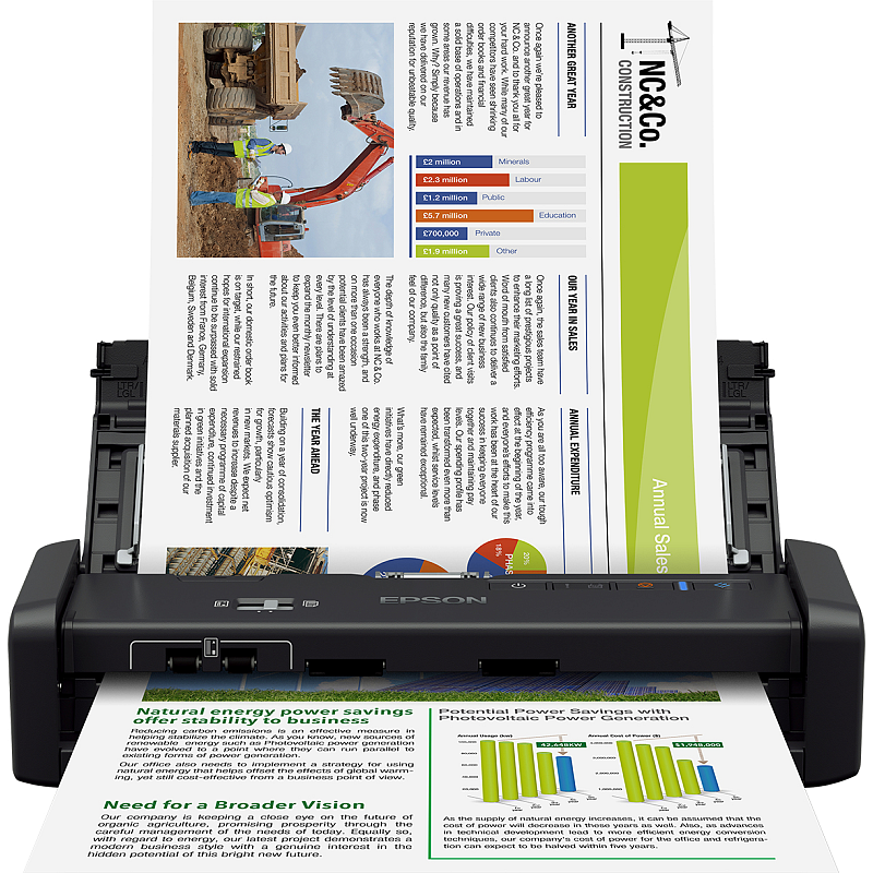 Epson WorkForce DS-360W Handheld-Scanner 1200 x 1200 DPI A4 Schwarz
