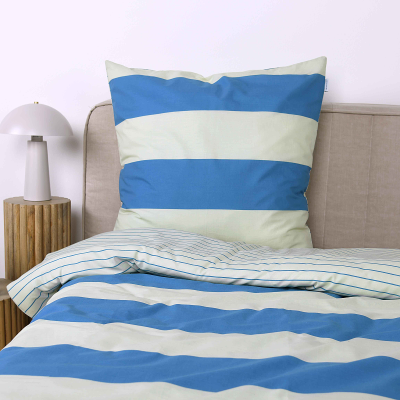 HERDING TOM TAILOR Bettwäsche - Bold Stripes Green Leaf & Cool Blue - 70-x-90-cm-140-x-200-cm-at