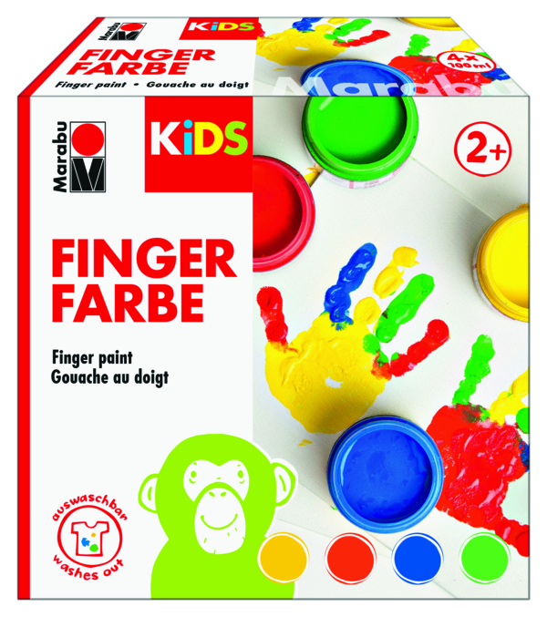 Marabu KiDS Abwaschbare Fingerfarbe Blau, Grün, Rot, Gelb