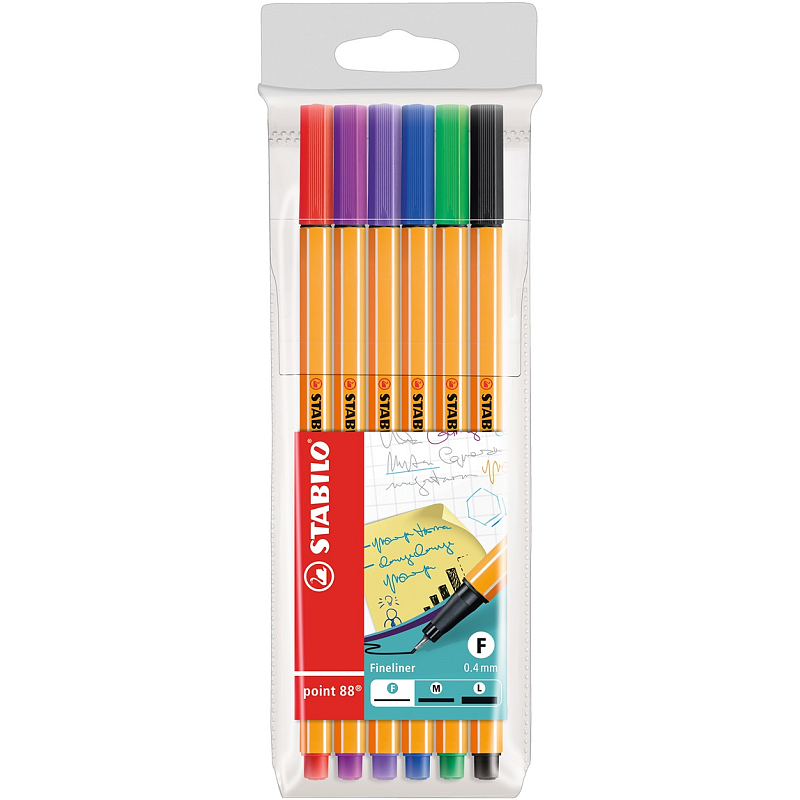 STABILO point 88 Fineliner Schwarz, Blau, Grün, Lila, Rot, Violett 6 Stück(e)