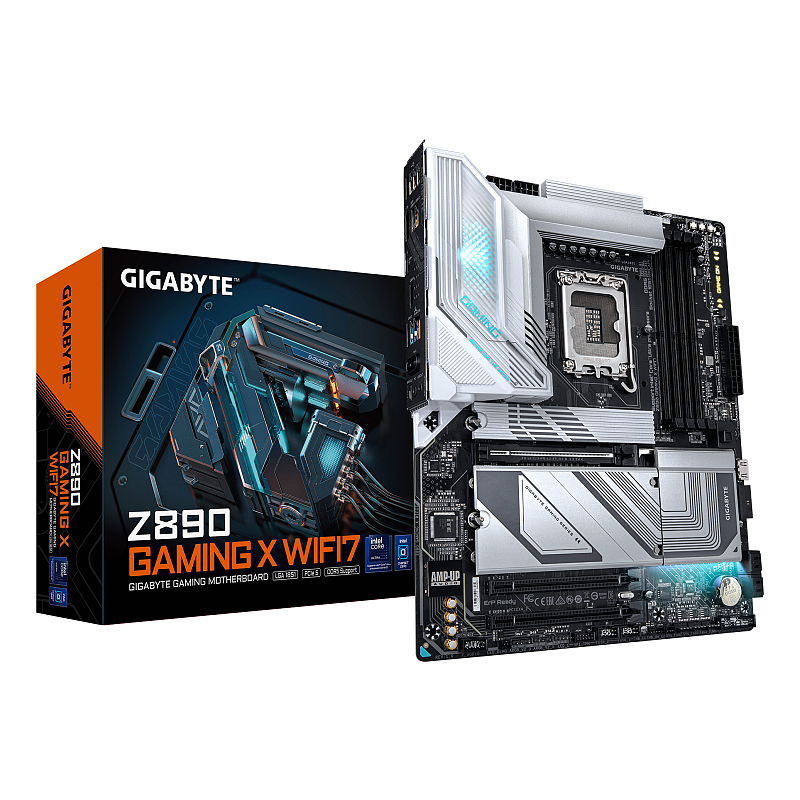 GIGABYTE Z890 GAMING X WIFI7 Mainboard - Unterstützt Intel Core Ultra (Serie 2) CPUs, 16+1+2 Phasen VRM, bis zu 8800MHz DDR5 (OC), 1xPCIe 5.0 + 3xPCIe 4.0, Wi-Fi 7, 2.5GbE LAN, USB 4