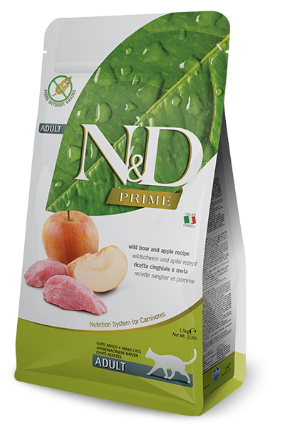 Farmina Pet Food N&D Prime Katzen-Trockenfutter 5 kg Adult Apfel, Wildschwein