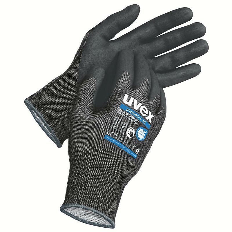 Uvex phynomic F XG Werkstatthandschuhe Schwarz Elastan, Polyamid, Stahl 10 Stück(e)