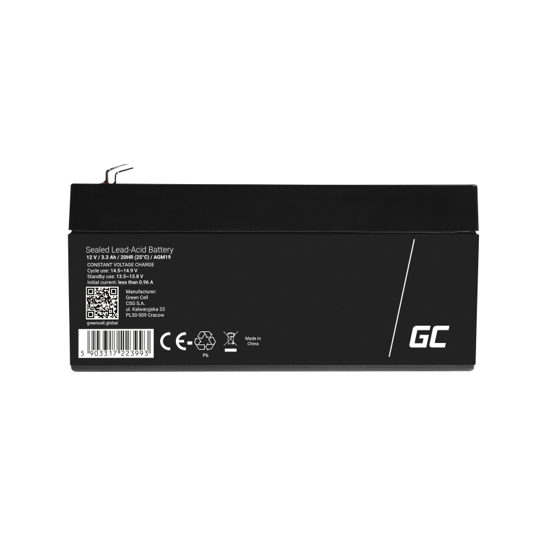 Green Cell AGM19 USV-Batterie Plombierte Bleisäure (VRLA) 12 V 3,3 Ah