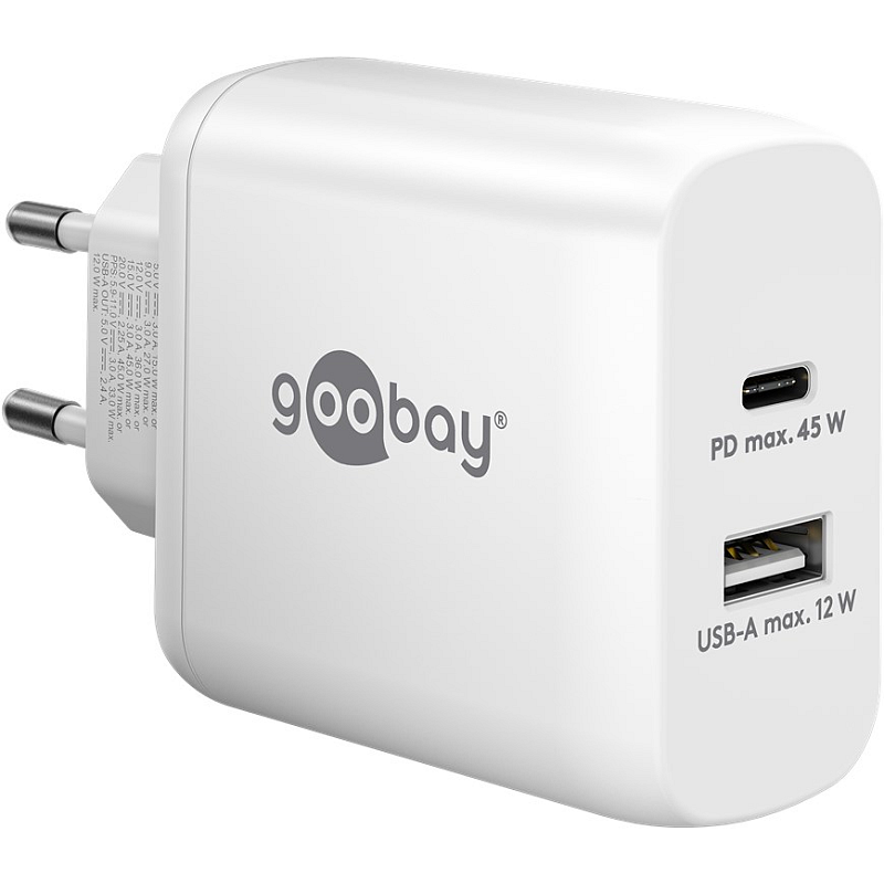 Goobay 65412 Ladegerät für Mobilgeräte Kopfhörer, Laptop, Smartphone, Tablets Weiß AC Drinnen