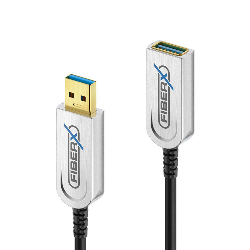 FiberX FX-I650-030 USB Kabel USB 3.2 Gen 1 (3.1 Gen 1) 30 m USB A Schwarz, Silber