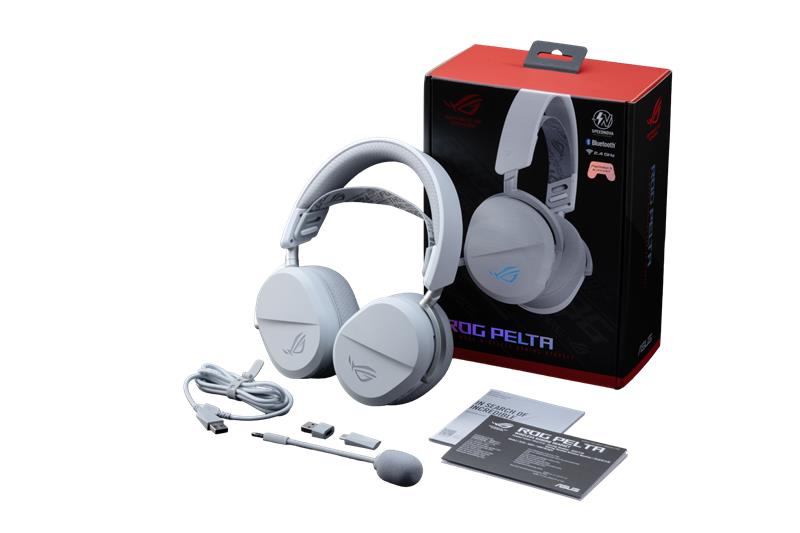 ASUS ROG Pelta Kopfhörer Verkabelt & Kabellos Kopfband Gaming USB Typ-C Bluetooth Weiß