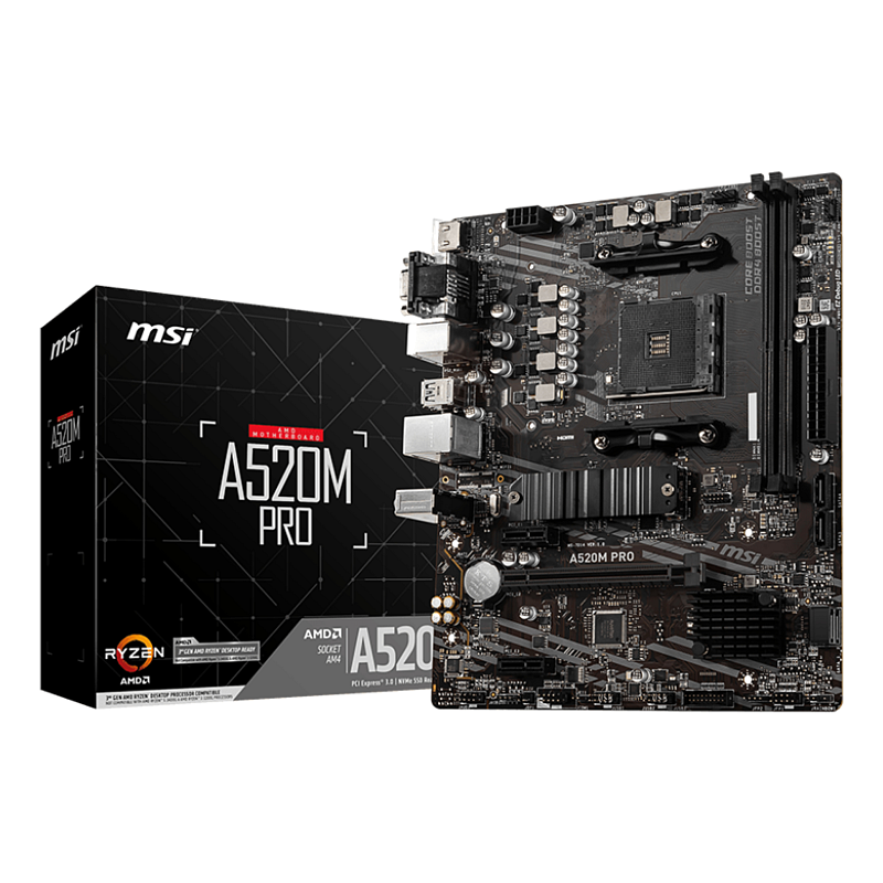 MSI A520M PRO Motherboard AMD A520 Sockel AM4 micro ATX