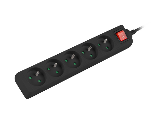 Lanberg PS1-05E-0300-BK Verlängerungskabel 3 m 5 AC-Ausgänge Drinnen Weiß