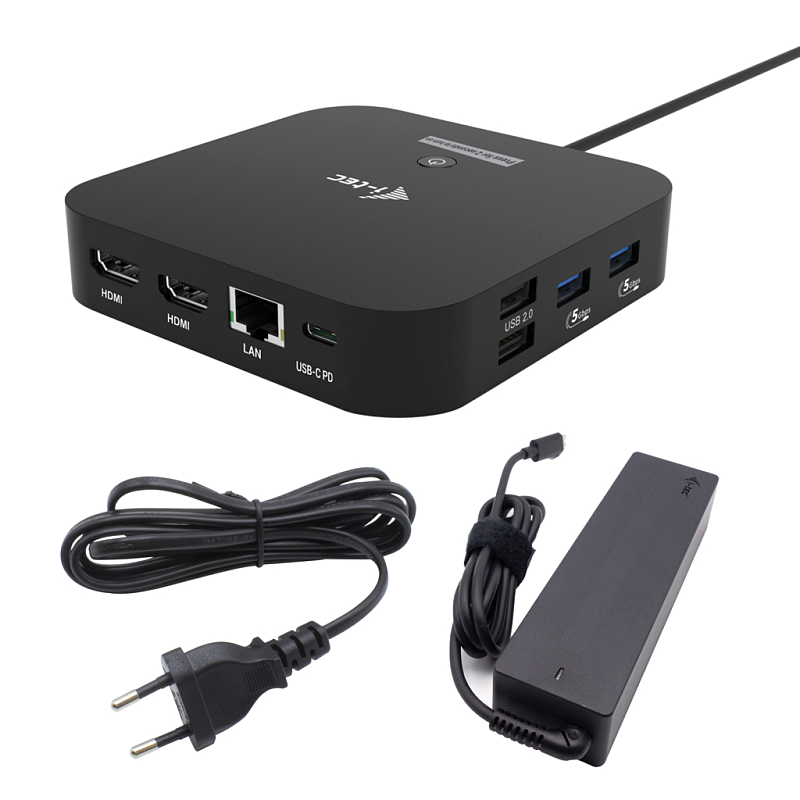 i-tec USB-C Dual HDMI Docking Station with Power Delivery 100 W + Universal Charger 100W Kabelgebunden USB 3.2 Gen 2 (3.1 Gen 2) Type-C Schwarz