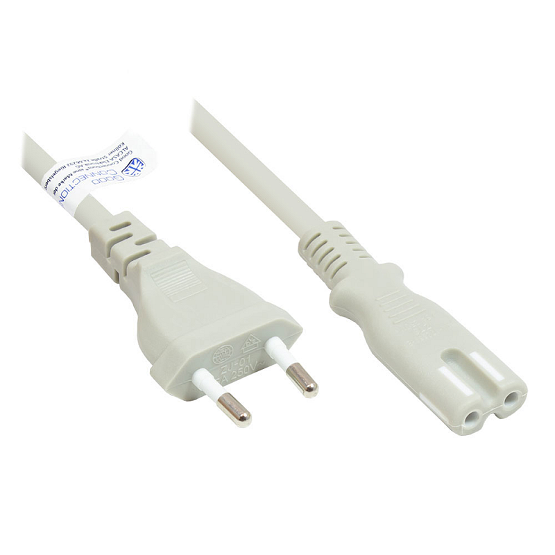 Alcasa P0370-GR050 Stromkabel Grau 5 m Netzstecker Typ C C7-Koppler