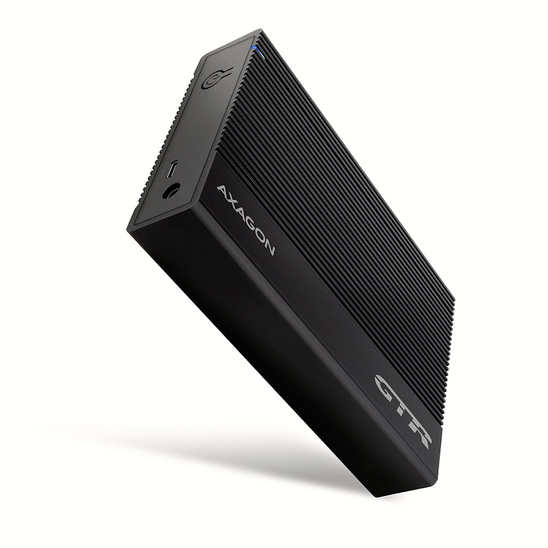 Axagon EE35-GTR USB-C 5Gbps - SATA 6G, 3.5 RIBBED box BLACK - USB Typ C HDD-Gehäuse Schwarz 3.5"