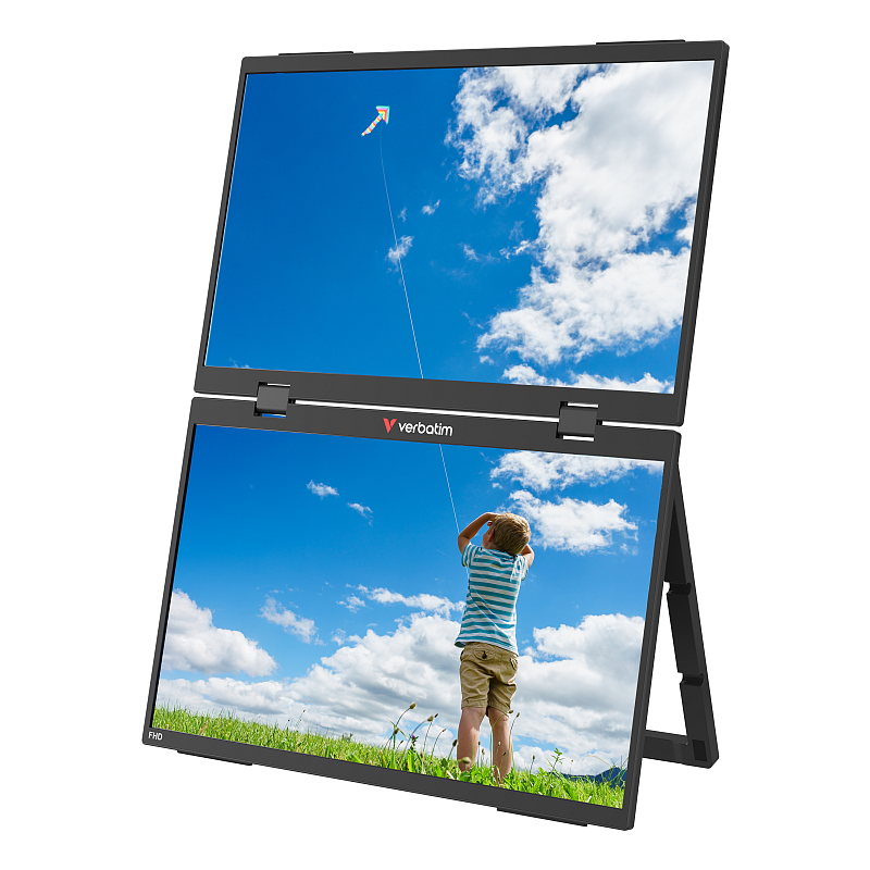Verbatim Portable 15.6" FHD Dual Monitor Essentials Tragbarer Monitor Schwarz 39,6 cm (15.6") LCD 1920 x 1080 Pixel