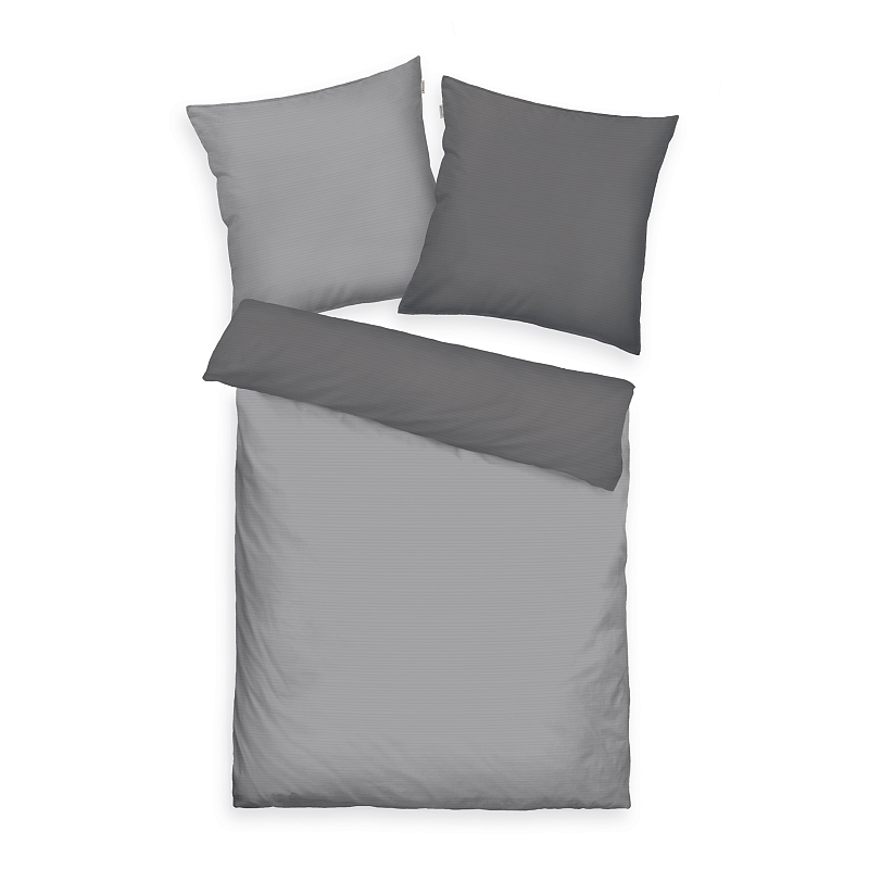 HERDING TOM TAILOR Bettwäsche - Two-Tone Solid Colors Moodey Grey - 2x-80-x-80-cm-1x-200-x-220-cm