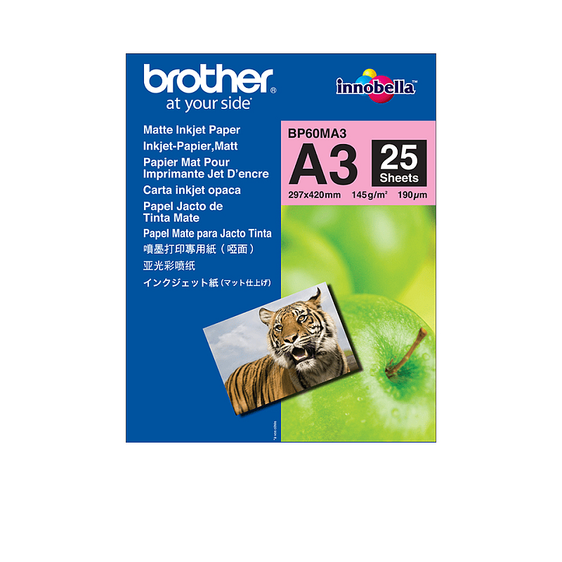Brother BP60MA3 Druckerpapier A3 (297x420 mm) Matte 25 Blätter Weiß