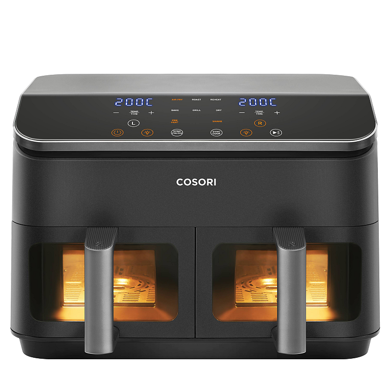 Cosori Dual Basket Chef Edition Doppel 8,5 l Eigenständig 1750 W Heißluftfritteuse Schwarz, Silber